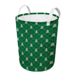 Christmas Tree Knitted Pattern Print Round Laundry Basket