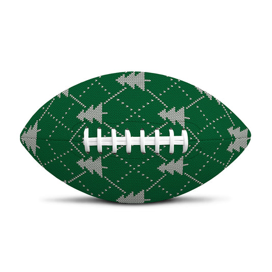 Christmas Tree Knitted Pattern Print Rugby Ball