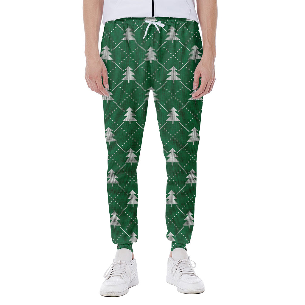 Christmas Tree Knitted Pattern Print Scuba Joggers