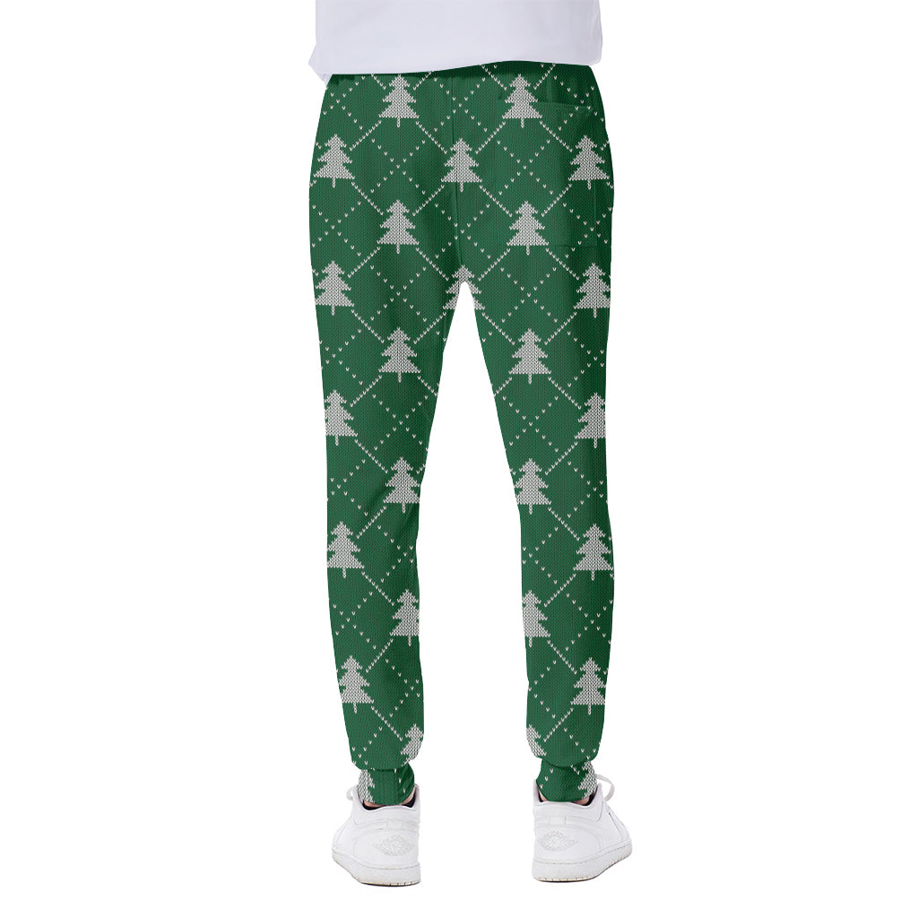 Christmas Tree Knitted Pattern Print Scuba Joggers