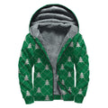 Christmas Tree Knitted Pattern Print Sherpa Lined Zip Up Hoodie