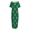 Christmas Tree Knitted Pattern Print Short Sleeve Long Nightdress