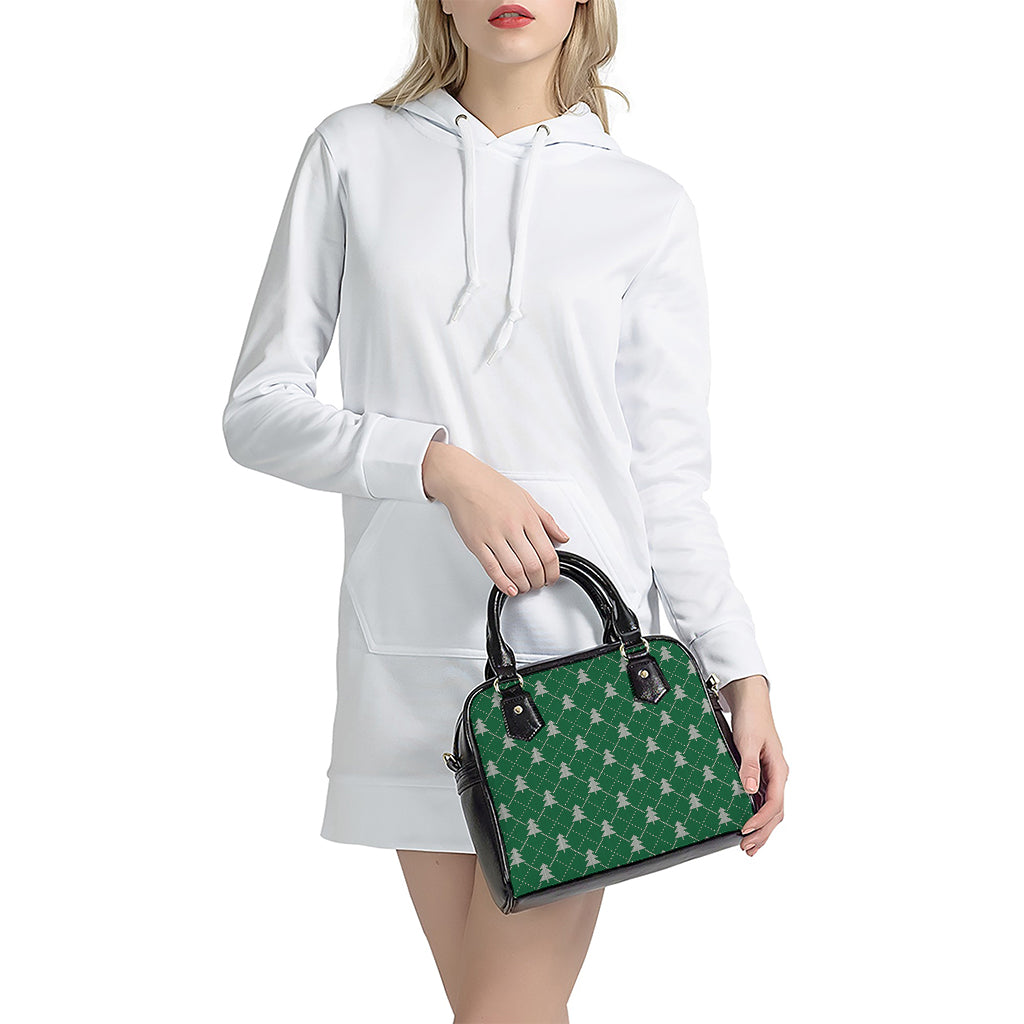 Christmas Tree Knitted Pattern Print Shoulder Handbag