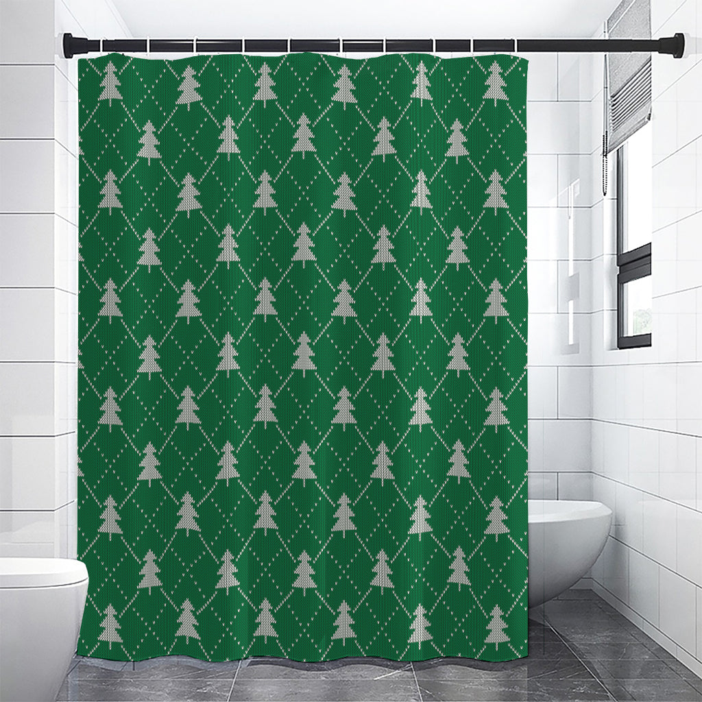Christmas Tree Knitted Pattern Print Shower Curtain
