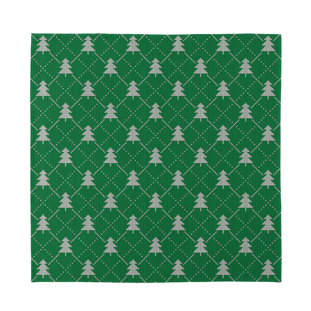 Christmas Tree Knitted Pattern Print Silk Bandana