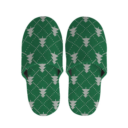 Christmas Tree Knitted Pattern Print Slippers