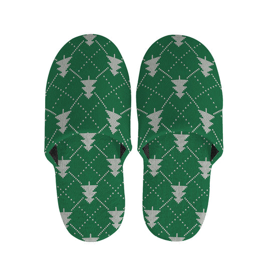 Christmas Tree Knitted Pattern Print Slippers