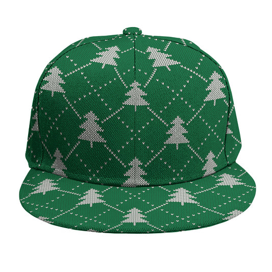 Christmas Tree Knitted Pattern Print Snapback Cap