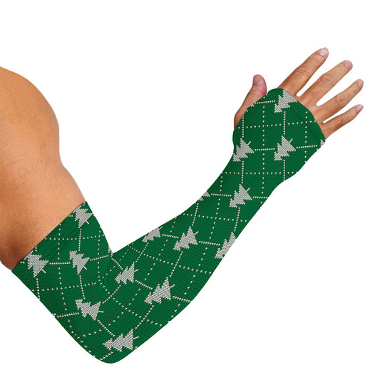 Christmas Tree Knitted Pattern Print Sun Protection Arm Sleeves