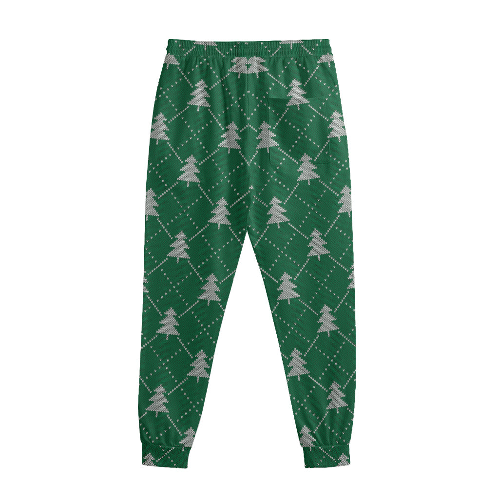 Christmas Tree Knitted Pattern Print Sweatpants