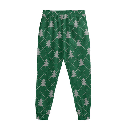 Christmas Tree Knitted Pattern Print Sweatpants