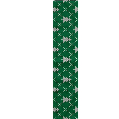 Christmas Tree Knitted Pattern Print Table Runner