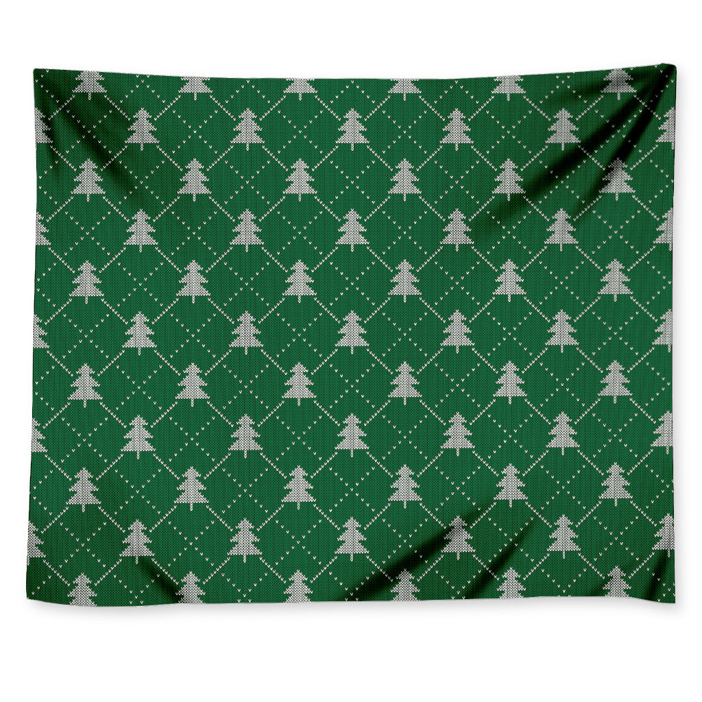 Christmas Tree Knitted Pattern Print Tapestry
