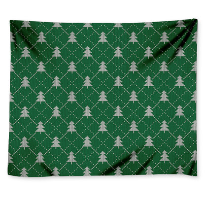 Christmas Tree Knitted Pattern Print Tapestry