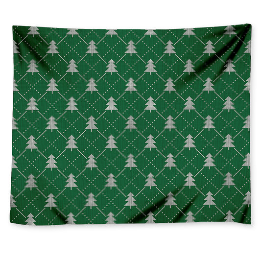 Christmas Tree Knitted Pattern Print Tapestry