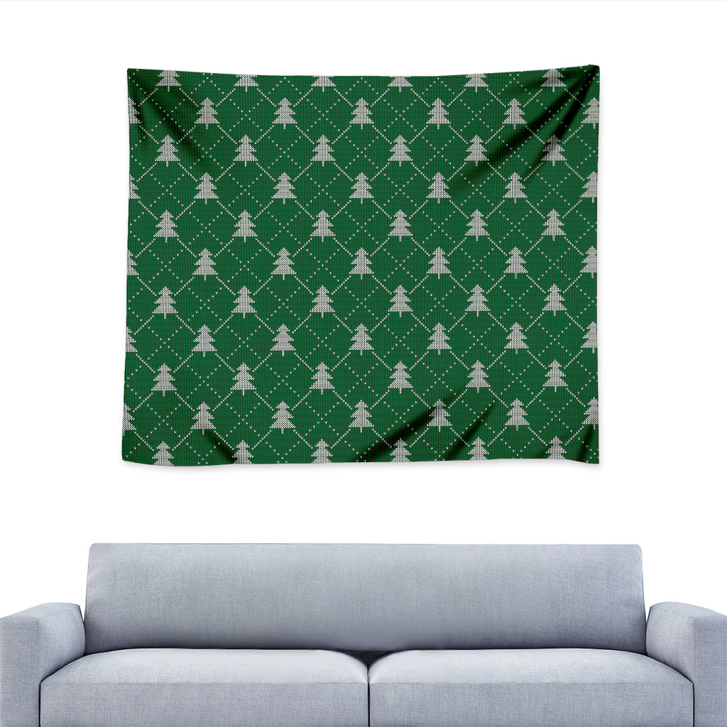 Christmas Tree Knitted Pattern Print Tapestry