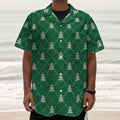 Christmas Tree Knitted Pattern Print Textured Short Sleeve Shirt
