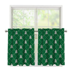 Christmas Tree Knitted Pattern Print Tier Curtains