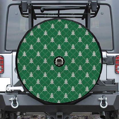 Christmas Tree Knitted Pattern Print Tire Cover With Camera Hole