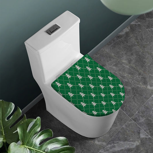 Christmas Tree Knitted Pattern Print Toilet Lid Cover