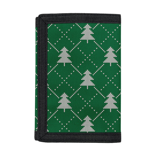 Christmas Tree Knitted Pattern Print Trifold Wallet