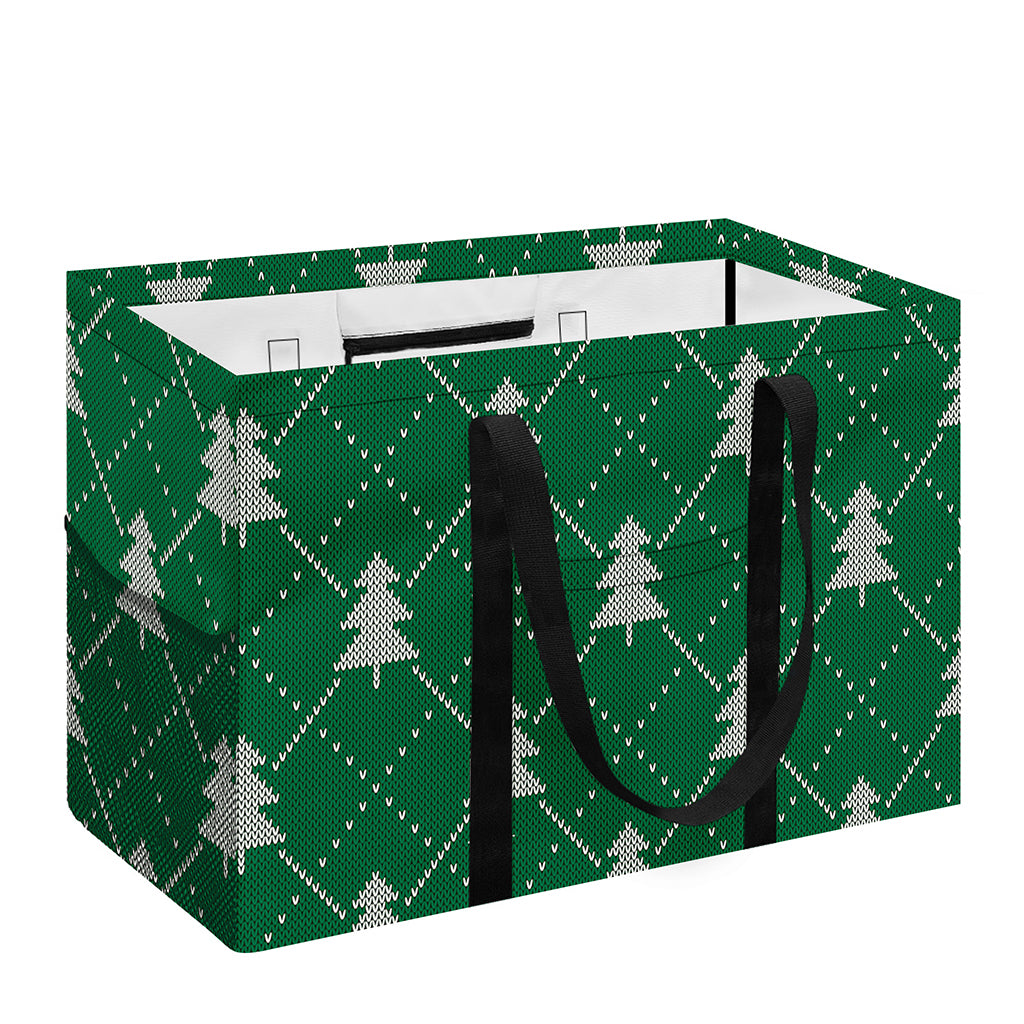 Christmas Tree Knitted Pattern Print Utility Tote Bag