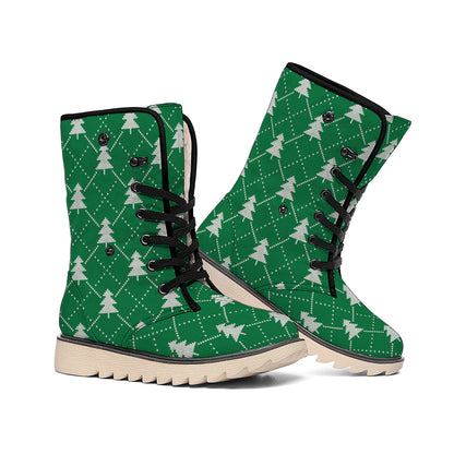 Christmas Tree Knitted Pattern Print Winter Boots