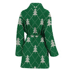Christmas Tree Knitted Pattern Print Women's Bathrobe