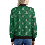 Christmas Tree Knitted Pattern Print Women's Bomber Jacket