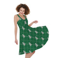 Christmas Tree Knitted Pattern Print Sleeveless Knee Length Dress