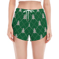 Christmas Tree Knitted Pattern Print Women's Split Running Shorts