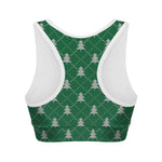 Christmas Tree Knitted Pattern Print Women's Sports Bra