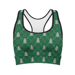 Christmas Tree Knitted Pattern Print Women's Sports Bra