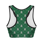 Christmas Tree Knitted Pattern Print Women's Sports Bra