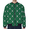 Christmas Tree Knitted Pattern Print Zip Sleeve Bomber Jacket