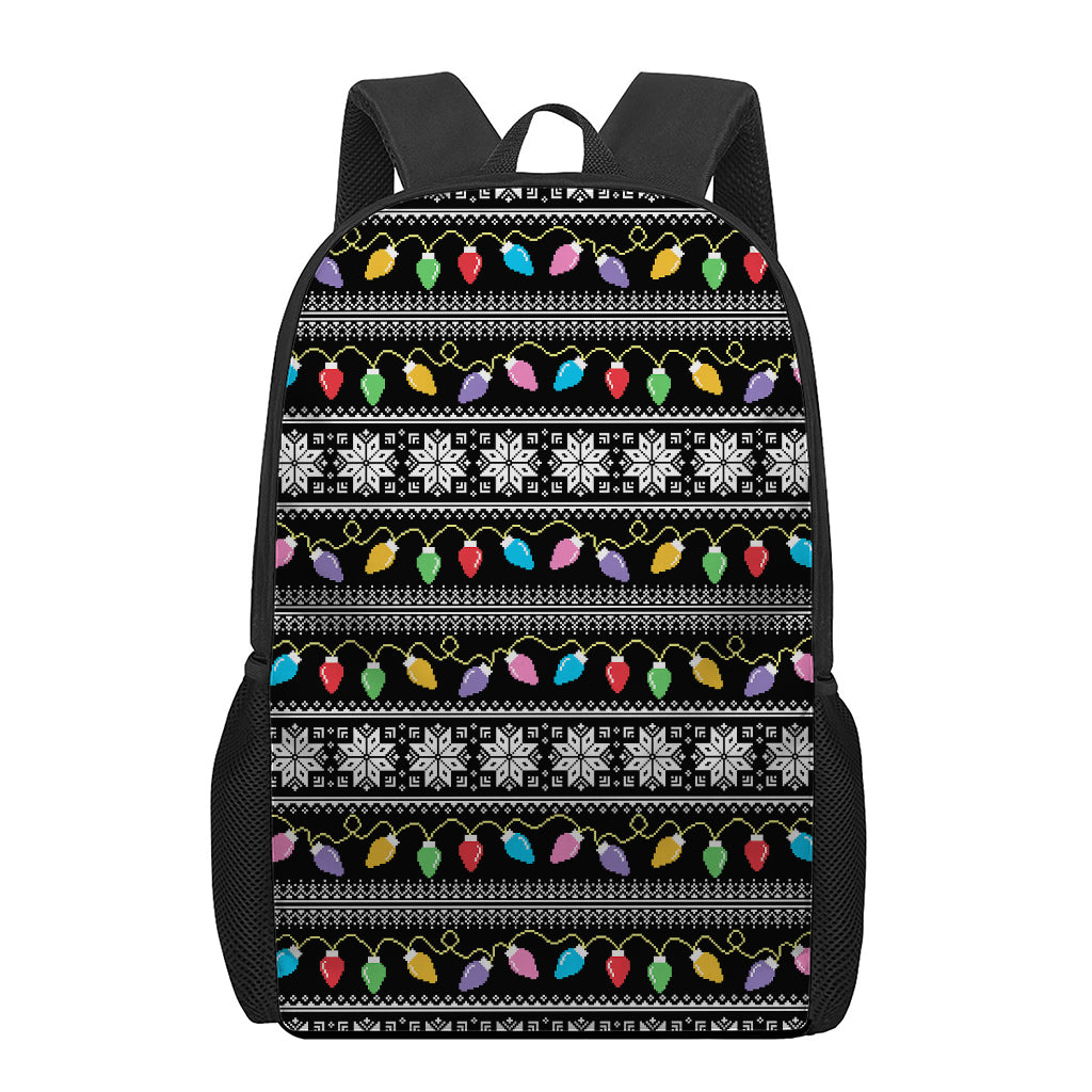 Christmas Tree Lights Print 17 Inch Backpack