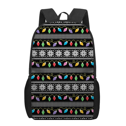 Christmas Tree Lights Print 17 Inch Backpack