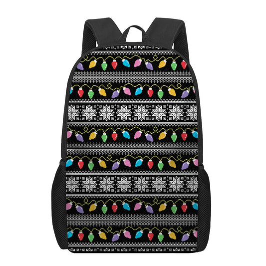 Christmas Tree Lights Print 17 Inch Backpack