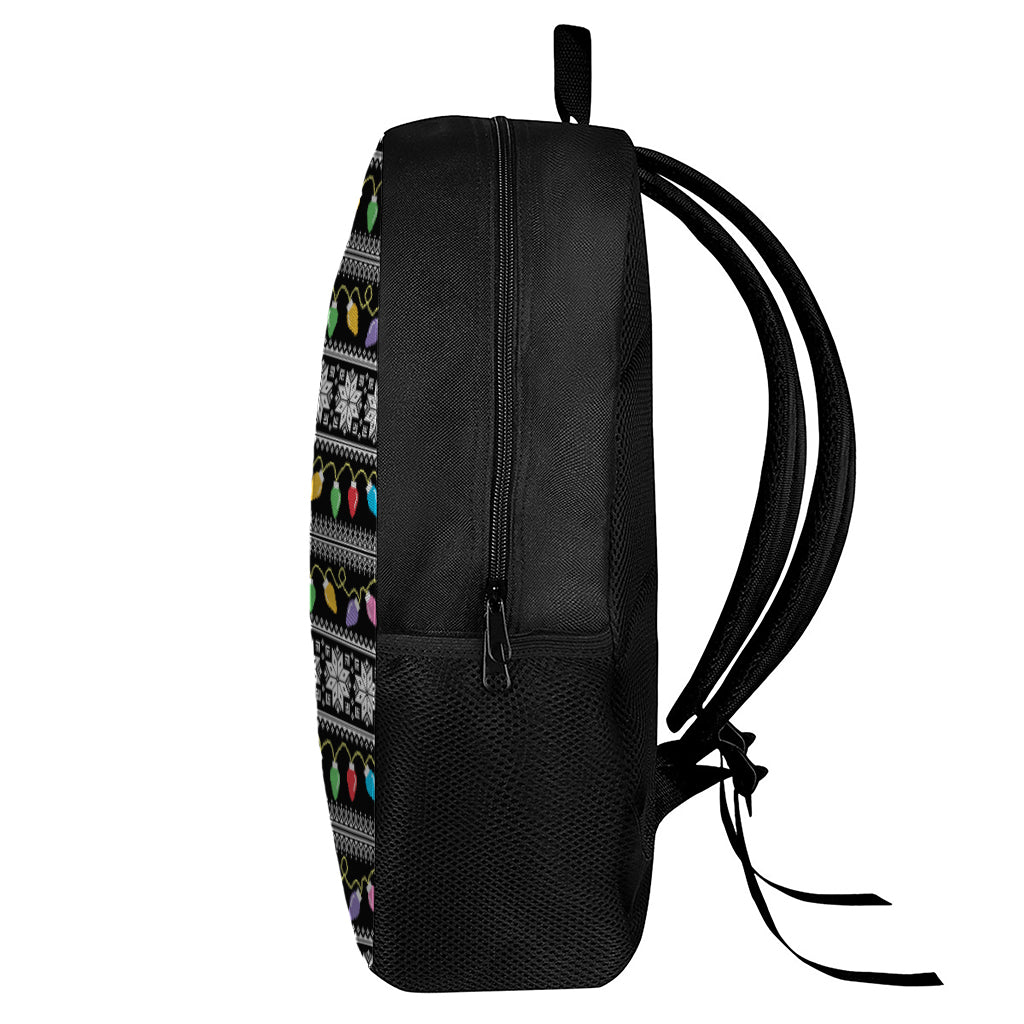 Christmas Tree Lights Print 17 Inch Backpack