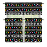 Christmas Tree Lights Print 3 Piece Kitchen Curtains