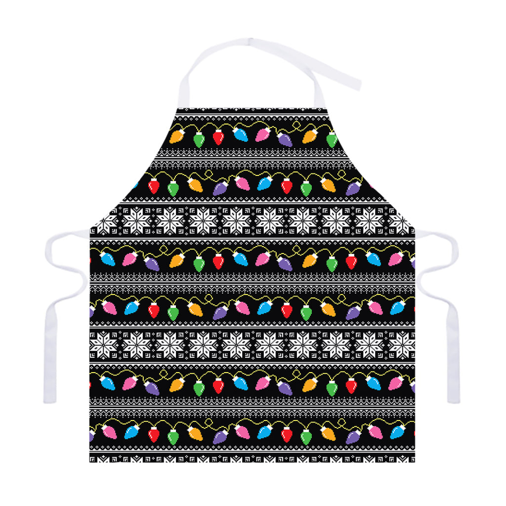 Christmas Tree Lights Print Adjustable Apron