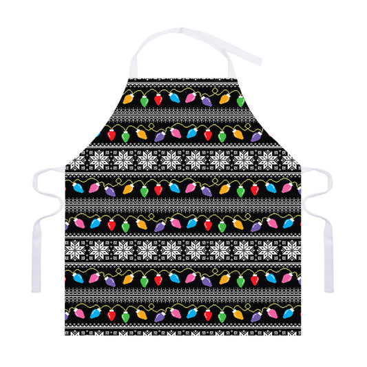Christmas Tree Lights Print Adjustable Apron