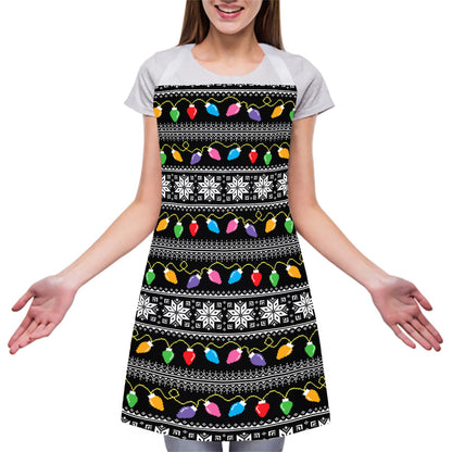 Christmas Tree Lights Print Adjustable Apron