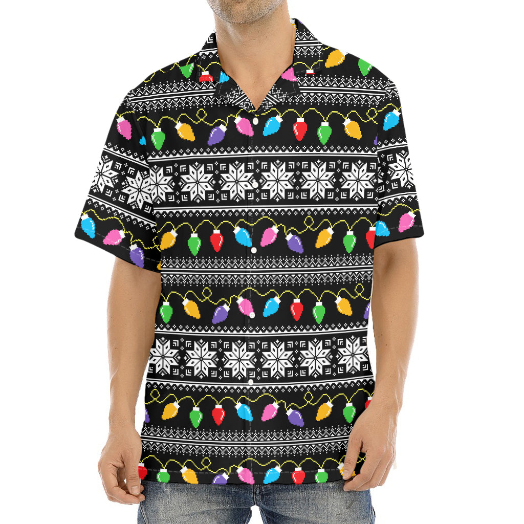 Christmas Tree Lights Print Aloha Shirt