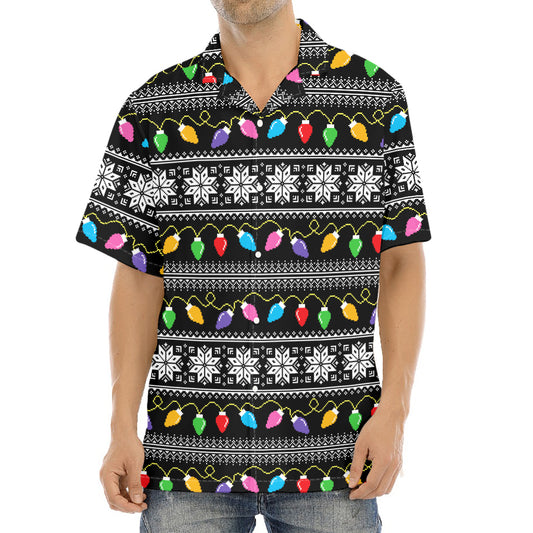 Christmas Tree Lights Print Aloha Shirt