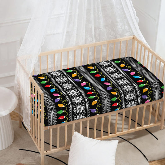 Christmas Tree Lights Print Baby Crib Sheet