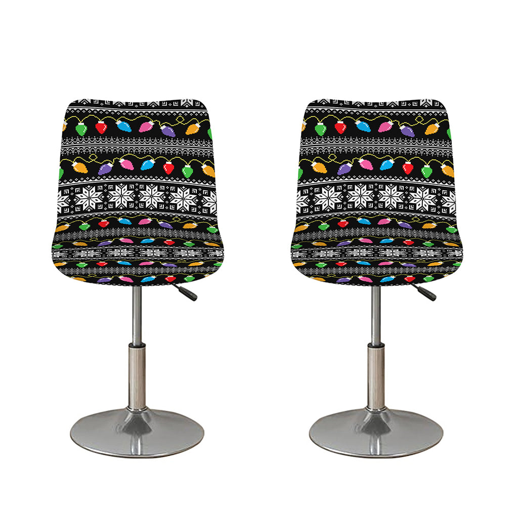 Christmas Tree Lights Print Bar Stool Covers