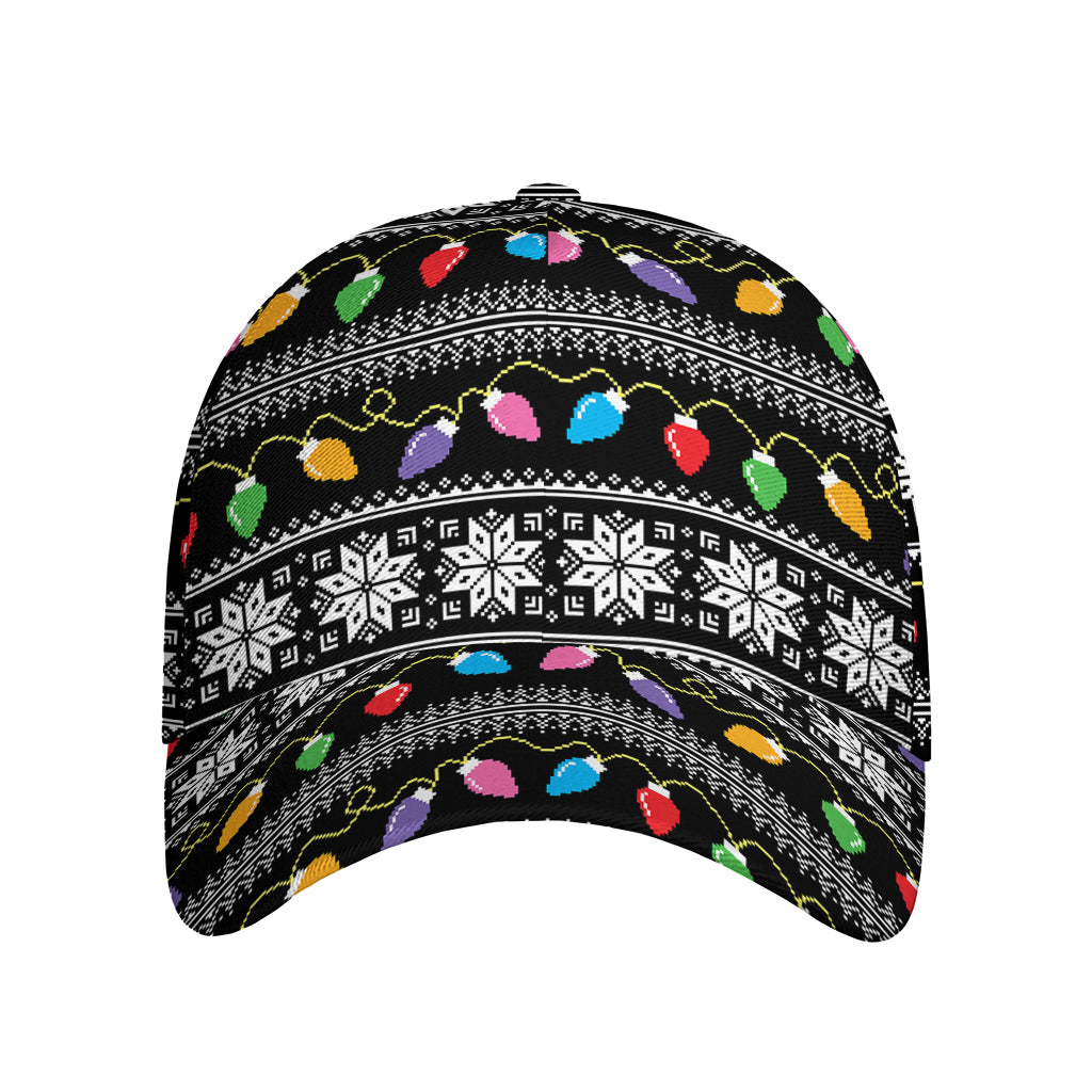 Christmas Tree Lights Print Baseball Cap