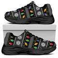 Christmas Tree Lights Print Black Chunky Shoes