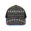 Christmas Tree Lights Print Black Mesh Trucker Hat